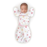 6-Way Omni Swaddle Sack for Newborn with Wrap & Arms Up Sleeves & Mitten Cuffs, Easy Swaddle Transition, Better Sleep for Baby Girls, Watercolor Little Roses, Small, 0-3 Months