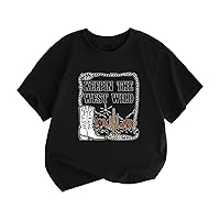 Girl T Shirts 7 8 Big Kids Keepin The VVEST Wild Cartoon Print Boys and Girls Tops Short Sleeved Girls Volleyball Shirts