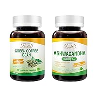 Green Coffee Bean Extract + KSM-66 Ashwagandha Extract, High Potency Natural Antioxidant and Stree Relief Support Bundle