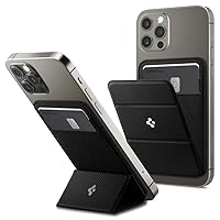 Spigen Life Smart Fold Phone Card Holder for Back of Phone, Stick on Phone Wallet, Credit Card Wallet with 3M Sticker Designed for All Smartphones - Black