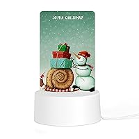 Joyful Christmas Snail Snowman Bedside Table Lamp with USB Port Acrylic Night Light 3 Way Dimmable Nightstand Lamp
