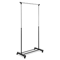 Whitmor Adjustable Garment Rack Rolling Clothes Organizer, Black and Chrome