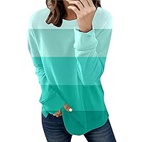 Lightweight Sweatshirt for Women Loose Fit Shirts Casual Long Sleeve Tops Oversized Pullover Patchwork Blouse