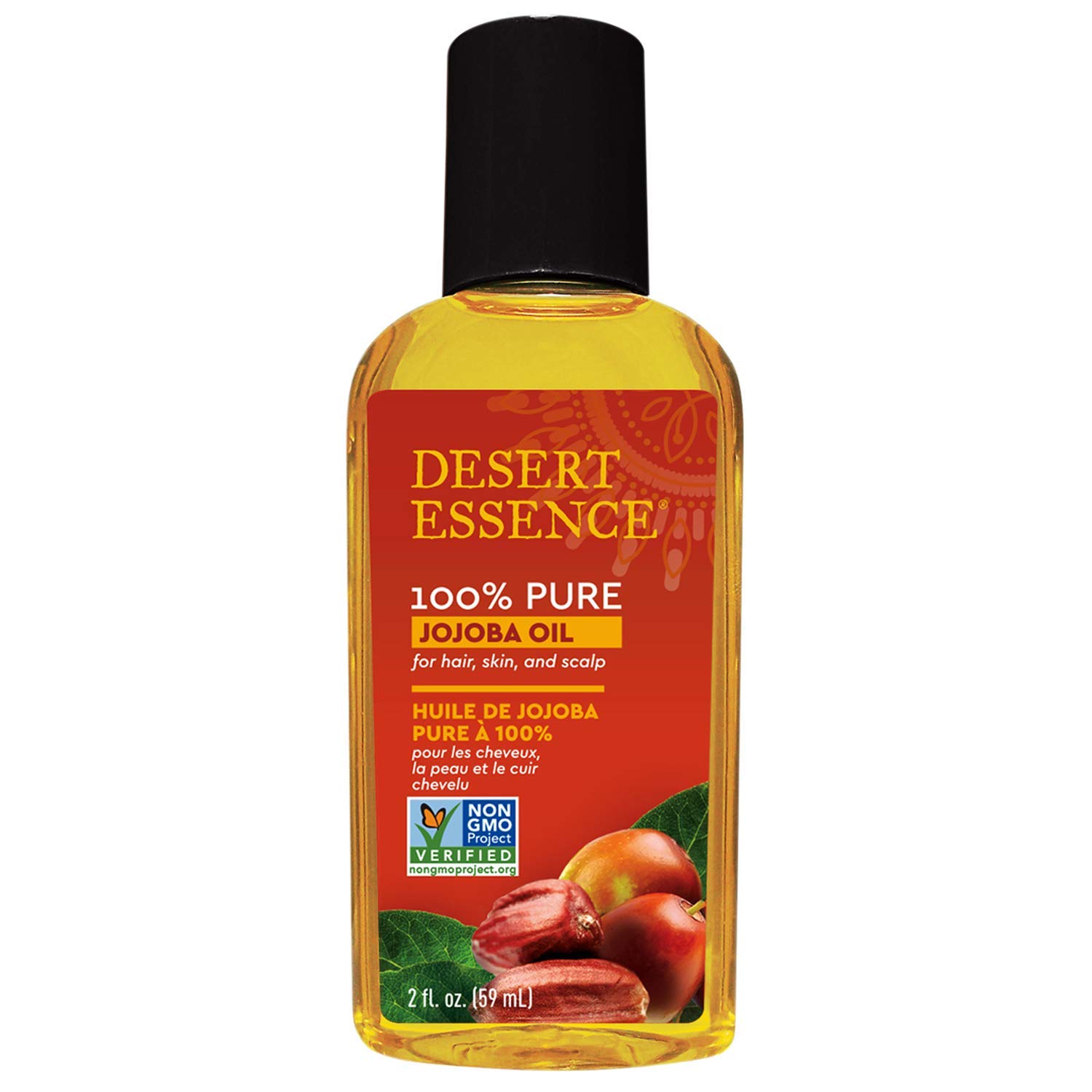 Desert Essence 100% Pure Jojoba Oil - 2 oz - Moisturizes Body Skin & Cleanses Clogged Pores -Nourishes Hair and Scalp - Hair Care & Skincare Essential Oil - Suitable for Sensitive Skin