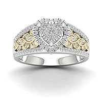 10k Yellow Two Tone White Gold 1/2ct TDW Diamond Cluster Engagement Ring (H-I, I2)