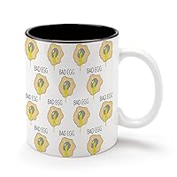 Bad Egg 11Oz Coffee Mug Personalized Ceramics Cup Cold Drinks Hot Milk Tea Tumbler with Handle and Black Lining
