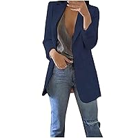 Women Open Front Blazers Casual Long Sleeve Work Office Jacket Business Cardigan Solid Dressy Suit Coat Tops