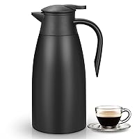 68Oz Thermal Coffee Carafe, Insulated Double Walled Vacuum Flask, Stainless Steel Beverage Pot Dispenser for Keeping Hot & Cold Water, Milk, Tea (Black)