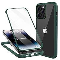 Cell Phone Case for iPhone 14 Pro Max with Screen Protector, [360-degree Full Body Rugged Protective Cover] [Built-in Tempered Glass] [Anti-Yellowing] Clear Slim Thin Bumper Basic Case