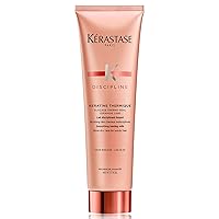 Kerastase Discipline Keratine Thermique Blow Dry Primer Serum | Pre-Styling Cream & Heat Protectant | Smooths & Strengthens Hair Fiber | With Morpho-Keratine & Ceramides | For All Hair Types | 5.1 Fl Oz