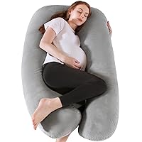 Pregnancy Pillows, U Shaped Full Body Pillow with Washable Velvet Cover, 55 Inch Maternity Pregnancy Pillows for Sleeping, Support for Back, HIPS, Legs, Belly for Pregnant Women (Dark Grey)