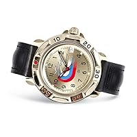 Vostok | Men’s Komandirskie Russian Air Force Aerobatic Team | Military Style Mechanical Watch | Model 819564 Leather Band