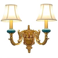 Golden Brass Fabric Carved Tiffany/Simple/Rustic Wall Lamp and Wall Lamp Metal Wall Lamp 25W Night Light