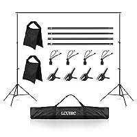 Photo Backdrop Stand, 6.5x10ft Background Stand Kit with 4 Crossbars, 4 Spring Clamps, 4 Backdrop Clips, 2 Sandbags, and Carrying Bag for Parties Decoration