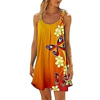 Women's Beach Dresses Sleeveless Beach Cover Up Dress Swing Casual Tshirt Dress Midi Dress for Sundress