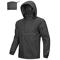 Men's Rain Jacket Waterproof Lightweight Packable Rain Pullover for Hiking Golf Running