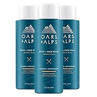 Oars + Alps Mens Moisturizing Body and Face Wash, Skin Care Infused with Vitamin E and Antioxidants, Sulfate Free, Mandarin Woods, 13.5oz, 3 Pack
