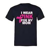 Men's I Wear Pink Mom Breast Cancer Ribbon Crewneck Short Sleeve T-Shirt