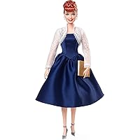 Barbie Tribute Collection Lucille Ball Doll, Wearing Blue Dress & Lace Jacket, with Doll Stand & Certificate of Authenticity, Gift for Collectors, White
