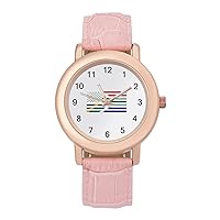 South_Africa American Flag Fashion Leather Strap Women's Watches Easy Read Quartz Wrist Watch Gift for Ladies