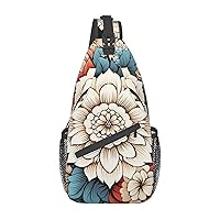 Floral Print Sling Bag Lightweight Crossbody Bag Shoulder Bag Chest Bag Travel Backpack for Women Men