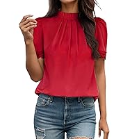 Womans Shirts/Tops,Summer Casual Tunic Tops Petal Short Sleeve Square Neck Loose Fit T-Shirts Cute Tops for Women