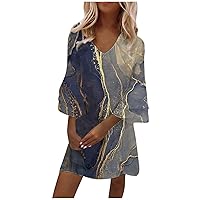 Women's Fall Dresses 2022 Fashion Casual Loose Comfortable Printed V-Neck with Belt Dress Casual Dresses