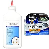 Delta Dust Multi Use Pest Control Insecticide Dust, 1 LB & Hot Shot Liquid Roach Bait, Roach Killer, 1 Pack, 6-Count