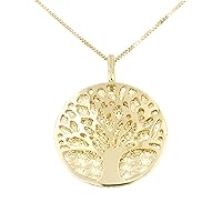Lucchetta - 14 karat Yellow Gold Tree of Life Pendant Necklace, 16+2 inch, Premium Italian Solid Gold Necklaces for Women Teen Girls, Fine Jewelry, XD8431-VE45
