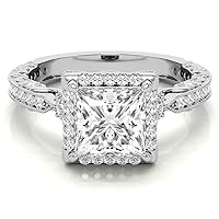 HNB Gems 3.50 CT Princess Moissanite Engagement Rings 10K 14K 18K Solid Gold Moissanite Diamond Ring 925 Sterling Silver Solitaire Engagement Ring Wedding Ring Women