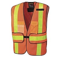 Pioneer High Visibility All-Purpose Mesh Tear-Away Safety Vest with Hoop & Loop Closure, 4 Pockets, Reflective Tape, Orange, Unisex, Universal Size, V1030150U-O/S