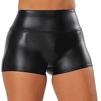 Women High Waist PU Leather Shorts Sexy Black Skinny Hip Push Up Faux Leather Shorts Lady Short Pants Plus Size