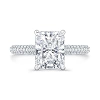 Kiara Gems 3.50 CT Radiant Colorless Moissanite Engagement Ring for Women/Her, Wedding Bridal Ring Set Sterling Silver Solid Gold Diamond Solitaire 4-Prong Set Ring