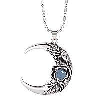TUMBEELLUWA Crystal Crescent Pendant with Adjustable Chain Gothic Half Moon Copper Necklace Healing Energy Stone Jewelry for Women Men