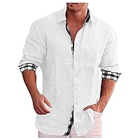 Mens Dress Shirts Long Sleeve Mens Fashion Casual Pocket Solid Color Button Long Sleeve Top T Shirt Blouse