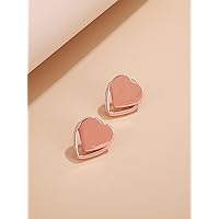 Earrings for Women- Heart Decor Stud Earrings Birthday Valentine's Day (Color : Rose Gold)