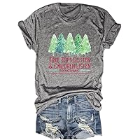 SurBepo Merry Christmas Tree Print T-Shirt Women Leopard Plaid Printed Casual Short Sleeve Tee Tops Blouse