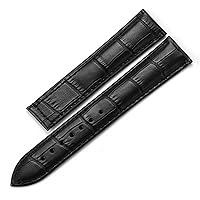 Genuine Leather Watch Strap for Omega Watch Seamaster Wristband 19mm 20mm 22mm Deployant Clasp Black Brown Watchband Bracelet (Color : Black no Clasp, Size : 22mm)