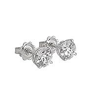 0.50 Carat Solitaire Diamond Stud Classic Earrings, Round Brilliant Prong Lab Grown Diamond, 14K Solid White Gold Jewelry