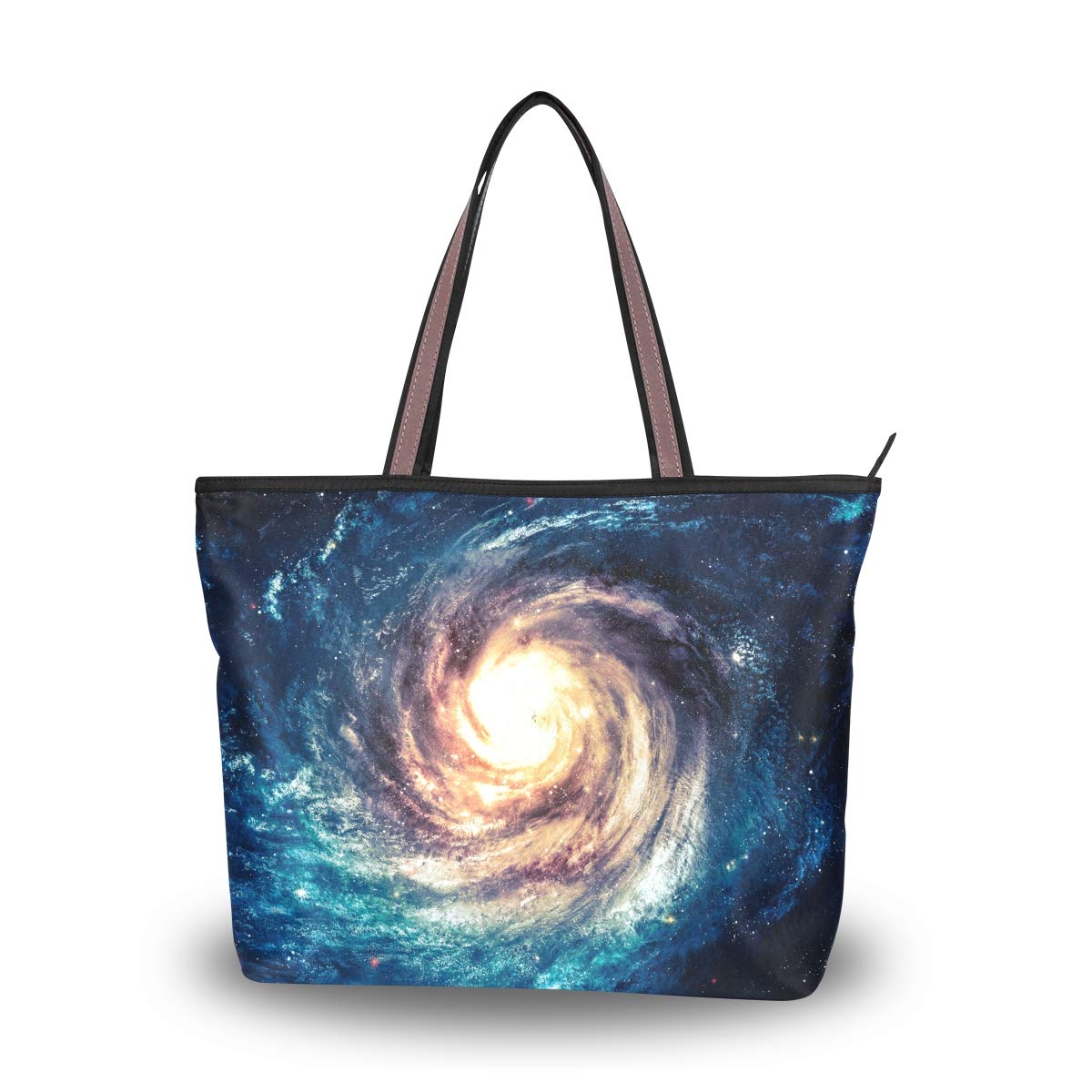 Large Women Tote Bag Galaxy Star Nebula Handbags Tote Handle with Zipper Shoulder Bag Grocery Shopping Work Bag