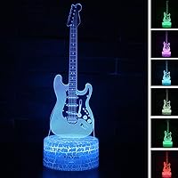 Visual 3D lamp Electric Guitar Musical Instruments Illusion Night Light Festival Birthday Day Children Gift Nursery Bedroom Desk Table Decoration for Boys Kids Music Lovers by KIVVEE