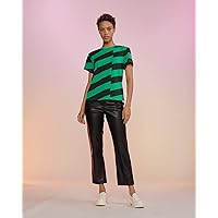 Cynthia Rowley x The Drop Women's Green/Black Diagonal Stripe Jersey Tee
