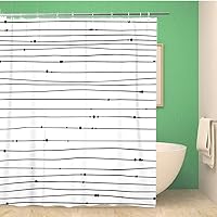 72x78 Inches Shower Curtain Set with Hooks Hand Drawn Bead Black Contour Creative Ink Art Work Boho Chic Pattern Drawn Hand Home Decor Waterproof Polyester Fabric Bathroom Curtains