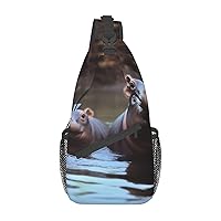 Baby Hippos Print Cross Chest Bag Crossbody Backpack Sling Shoulder Bag Travel Hiking Daypack Cycling Bag