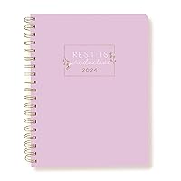 2024 Spiral Vegan Leather Planner | 18 Month Organizer July 2023 - Dec. 2024 | Weekly & Monthly Spreads | To-Do & Note List | Reference Tabs | Reminder Stickers | Lavendar Rest | 8 x 10