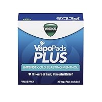 VapoPads Plus with Intense Cold Blasting Menthol Value Pack, Vapor Pads for Vicks Humidifiers, Vaporizers and Steam Inhaler, 20 Count, White, VSP29