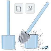 Shanky Mart Toilet Brush with Slim Holder Flex Toilet Brush Anti-drip Set Toilet Bowl Cleaner Brush, No-Slip Long Handle Soft Silicone Toilet Brush with Wall Hook