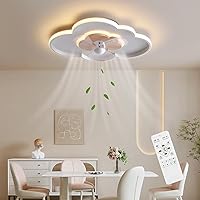 Baerolc Ceiling Fan with Lighting, 50 cm Cloud Ceiling Light with Fan, 32 W Dimmable LED Ceiling Light with Fan, 6 Speeds Ceiling Fan for Bedroom, Living Room, Kitchen