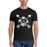 Men's Cotton T-Shirt Tees, Welcome to Our Campsite Graphic Fashion Short Sleeve Tee S-6XL
