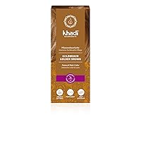 khadi GOLDEN BROWN Natural Hair Color Plant based hair dye for shimmering amber to velvety glossy golden brown 100% herbal, vegan, PPD & chemical free, natural cosmetic for healthy hair 3.5 oz